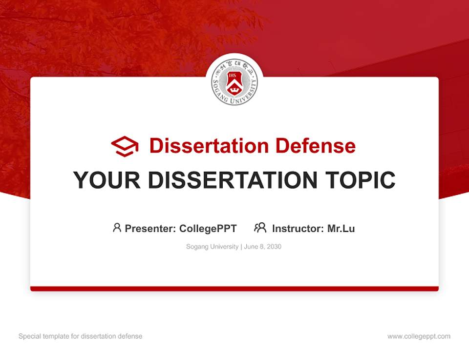 Sogang University Graduation Thesis Defense PPT Template4:3 ratio PPT effect preview image7
