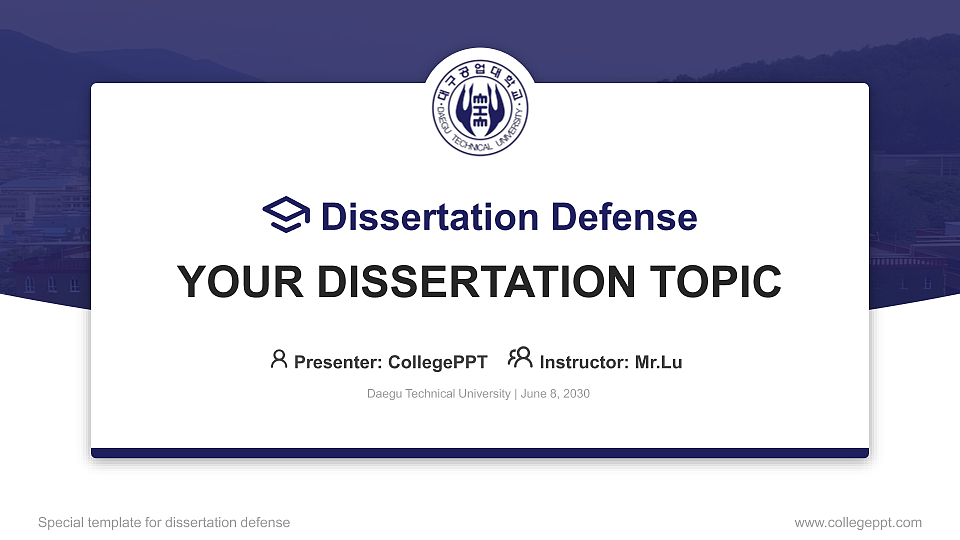 Daegu Technical University Graduation Thesis Defense PPT Template_Slide preview image1