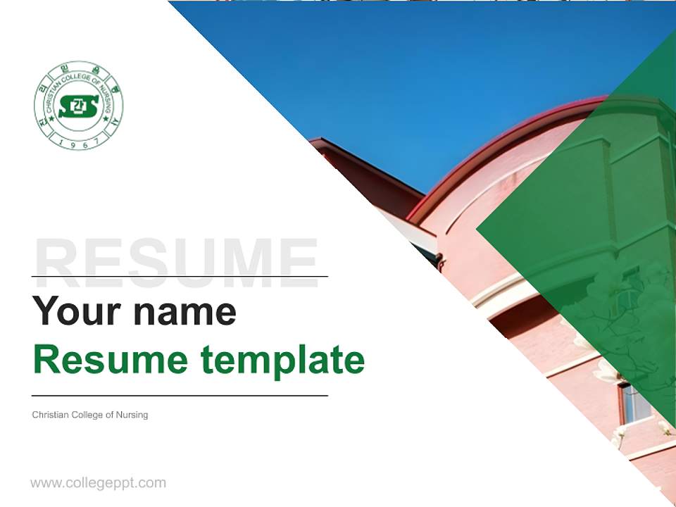 Christian College of Nursing Resume PPT Template4:3 ratio PPT effect preview image5