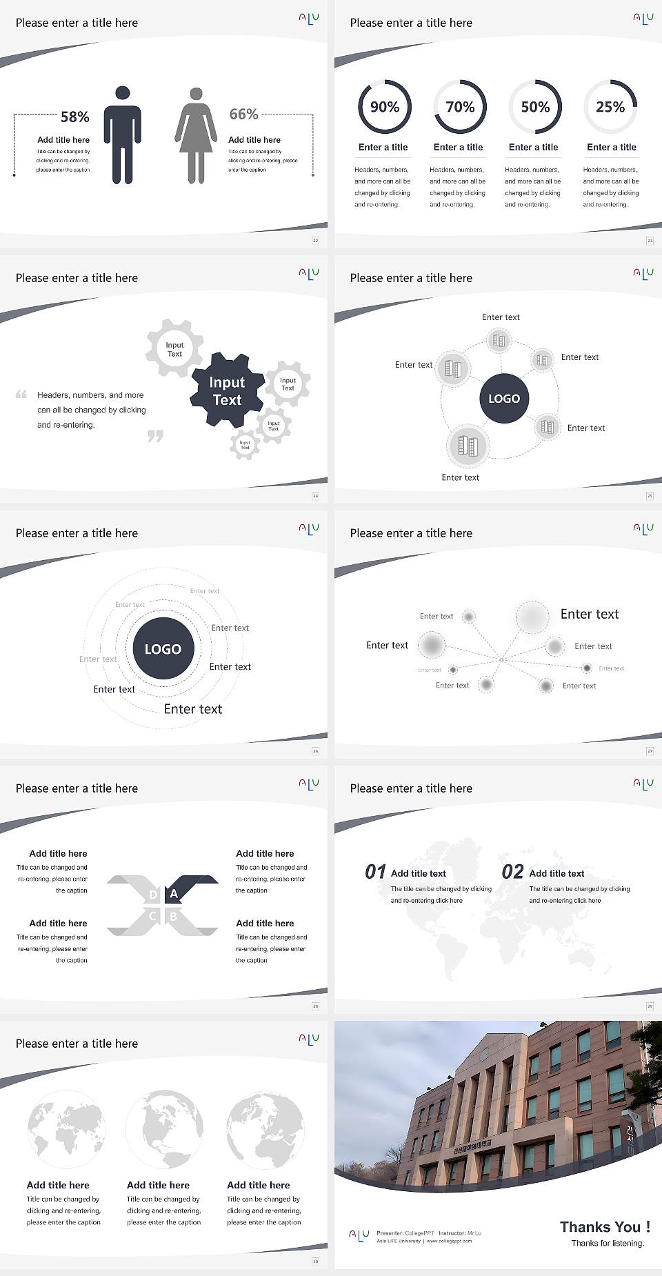 Asia LIFE University Course/Courseware Creation PPT Template4:3 ratio PPT effect preview image4