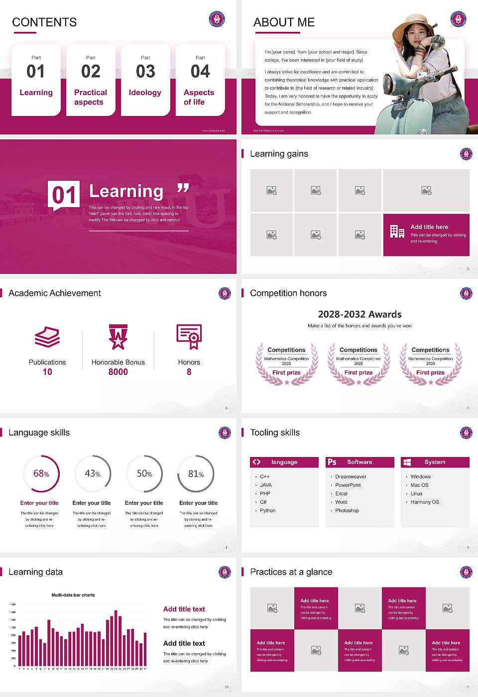 Jeonbuk National University National Scholarship Defense PPT Template16:9 ratio PPT effect preview image2