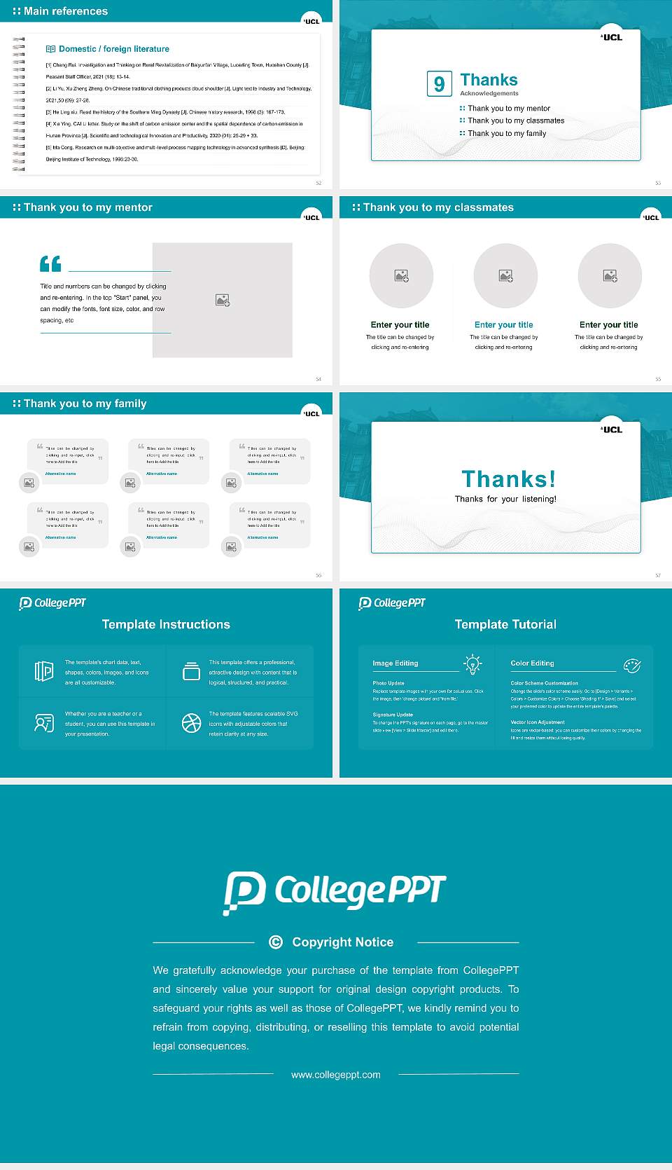 University College London Graduation Thesis Defense PPT Template16:9 ratio PPT effect preview image7