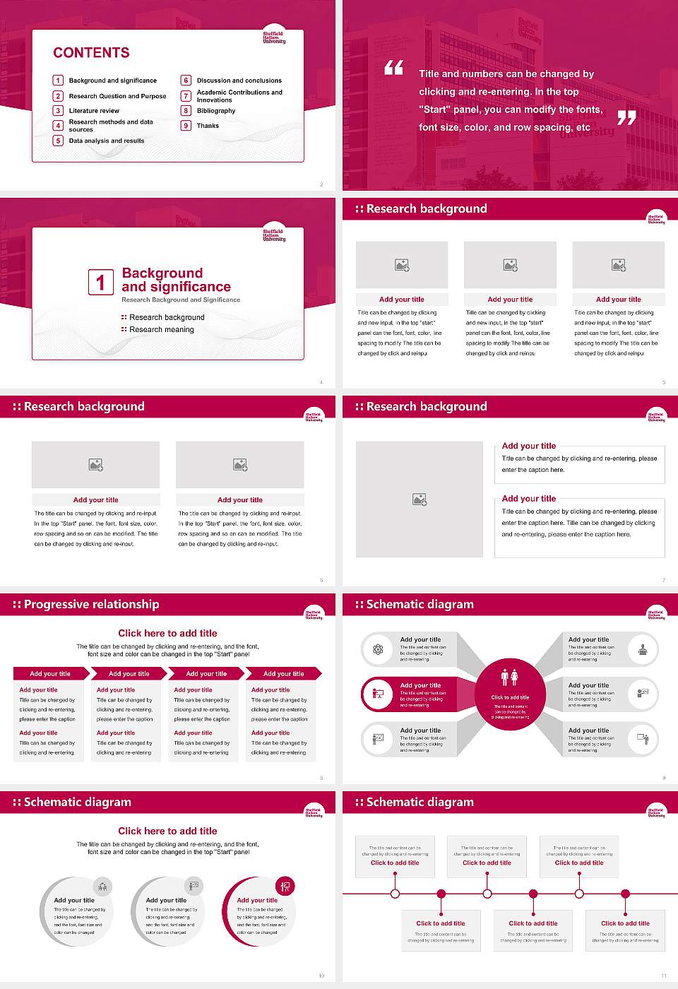 Sheffield Hallam University Graduation Thesis Defense PPT Template16:9 ratio PPT effect preview image2