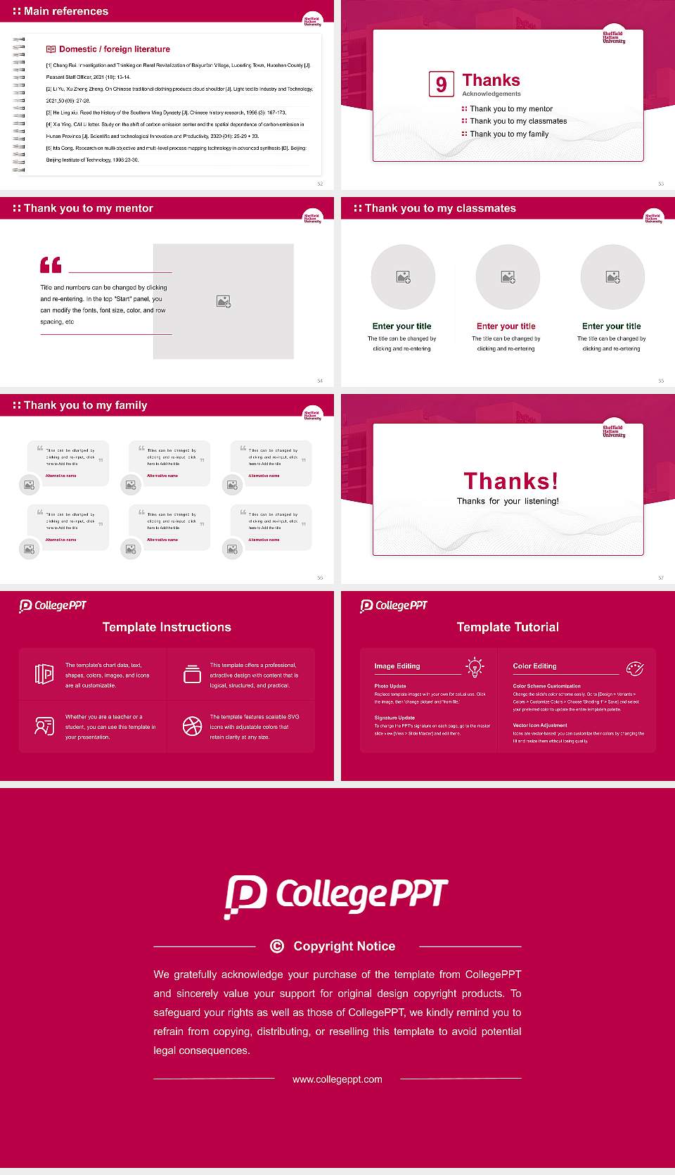 Sheffield Hallam University Graduation Thesis Defense PPT Template16:9 ratio PPT effect preview image7