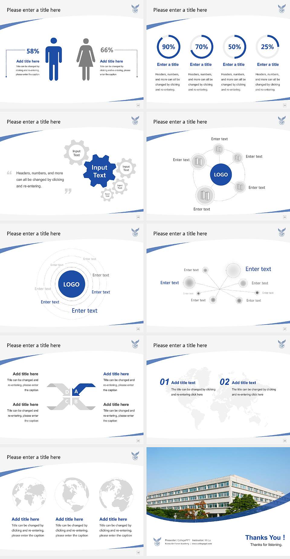 Korea Air Force Academy Course/Courseware Creation PPT Template4:3 ratio PPT effect preview image4