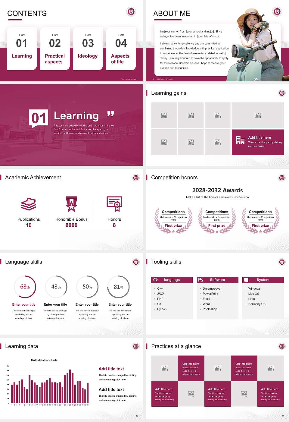 Chungbuk National University National Scholarship Defense PPT Template16:9 ratio PPT effect preview image2