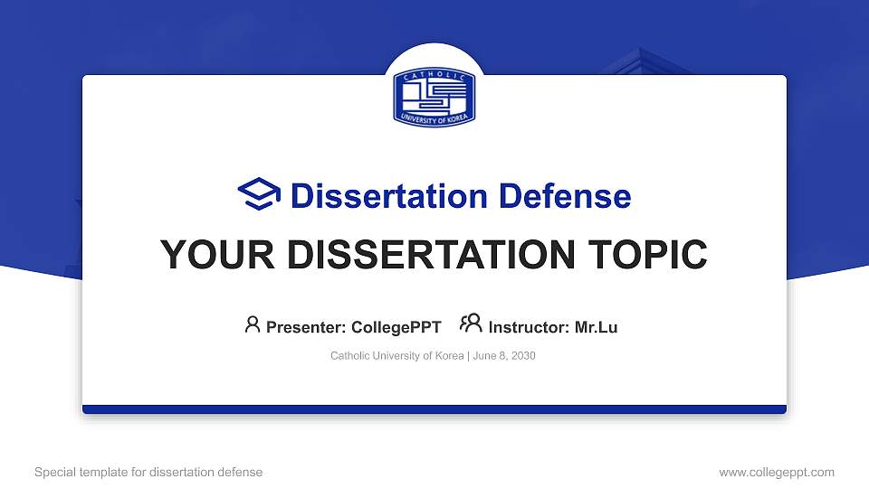 Catholic University of Korea Graduation Thesis Defense PPT Template16:9 ratio PPT effect preview image