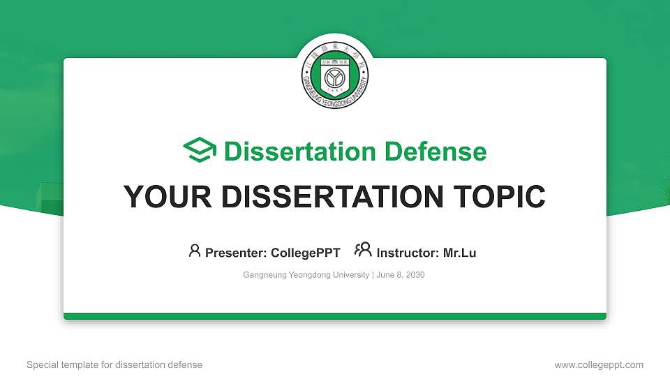Gangneung Yeongdong University Graduation Thesis Defense PPT Template16:9 ratio PPT effect preview image