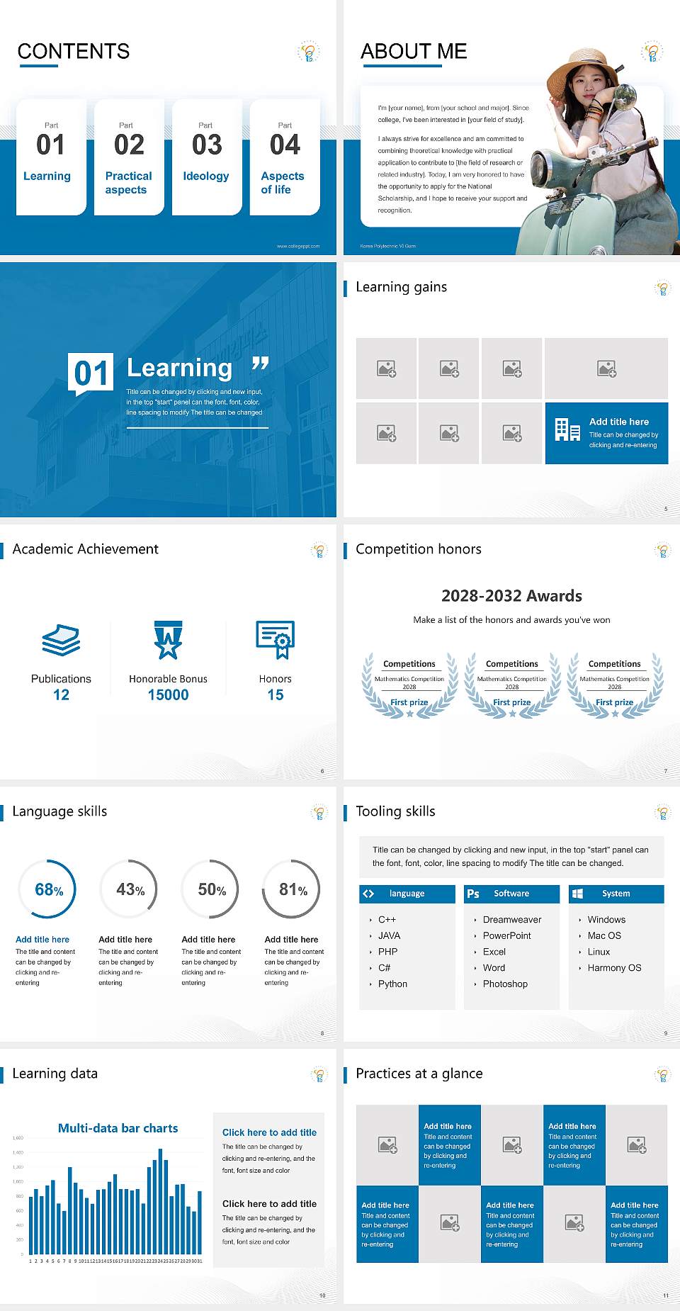 Korea Polytechnic Ⅵ Gumi National Scholarship Defense PPT Template4:3 ratio PPT effect preview image2