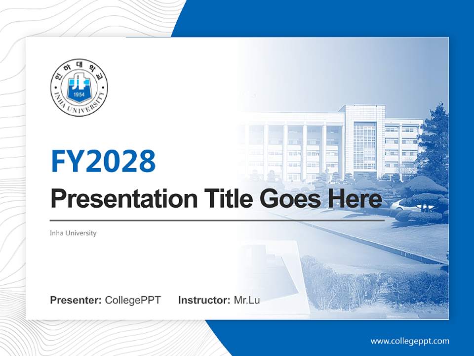 Inha University Academic Presentation/Research Findings Report PPT Template4:3 ratio PPT effect preview image5