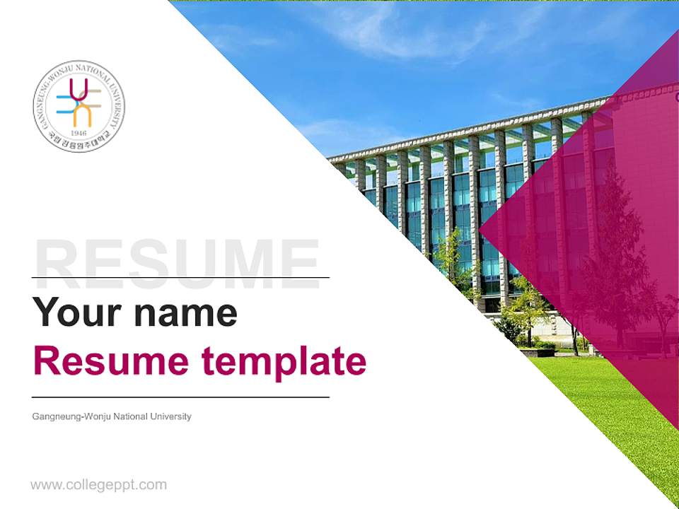 Gangneung-Wonju National University Resume PPT Template4:3 ratio PPT effect preview image5