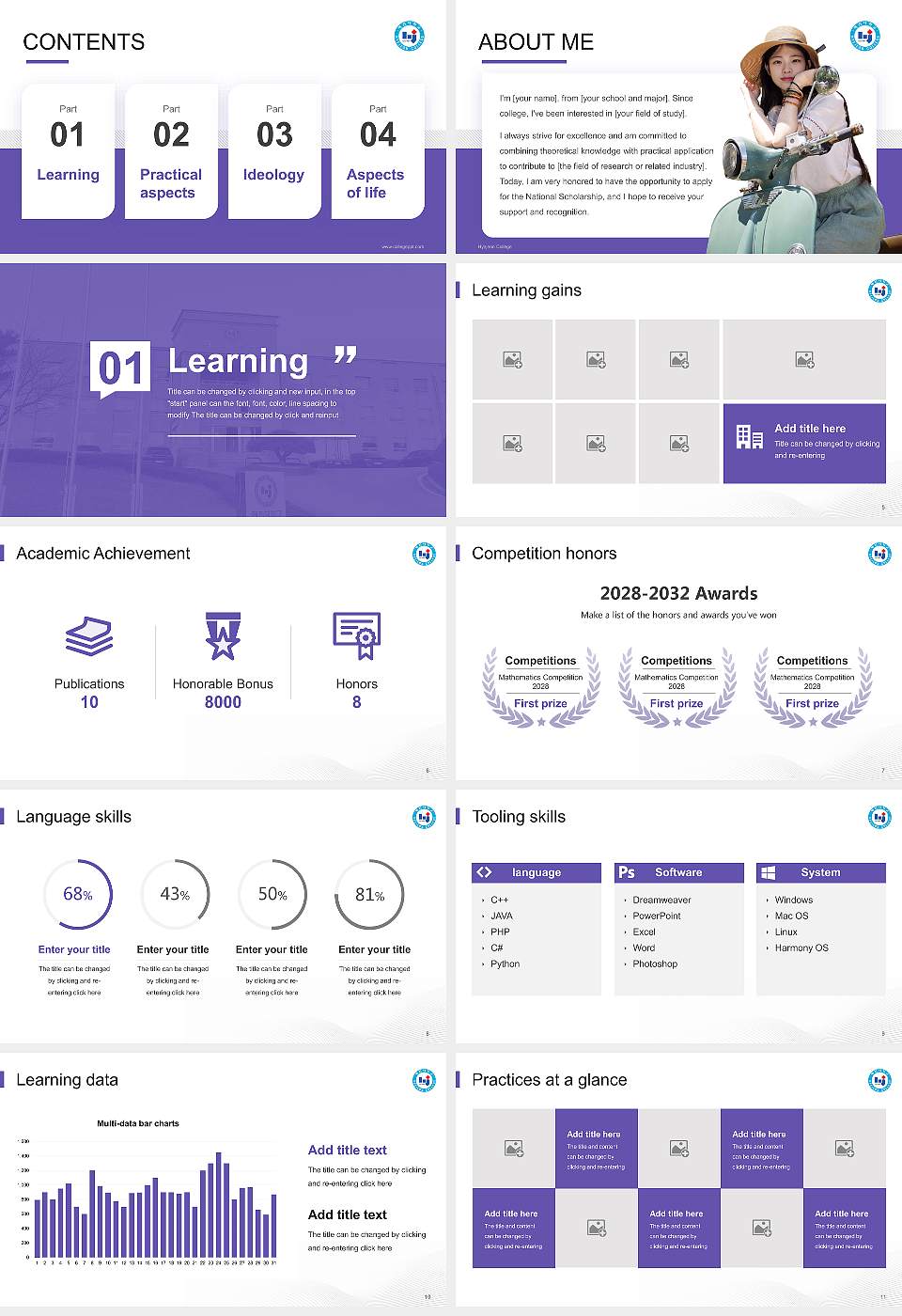 Hyejeon College National Scholarship Defense PPT Template16:9 ratio PPT effect preview image2