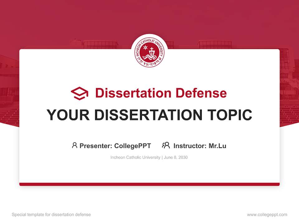 Incheon Catholic University Graduation Thesis Defense PPT Template4:3 ratio PPT effect preview image7