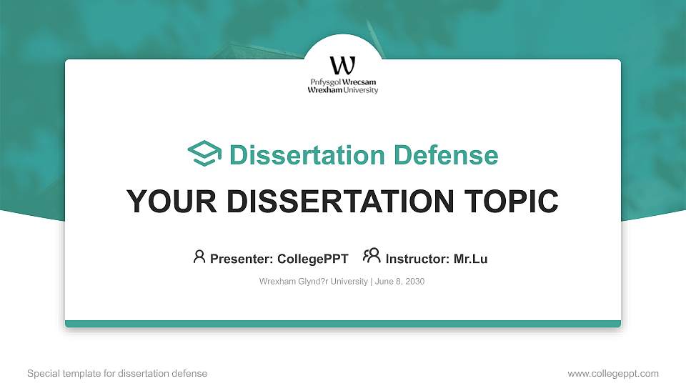Wrexham Glynd?r University Graduation Thesis Defense PPT Template16:9 ratio PPT effect preview image