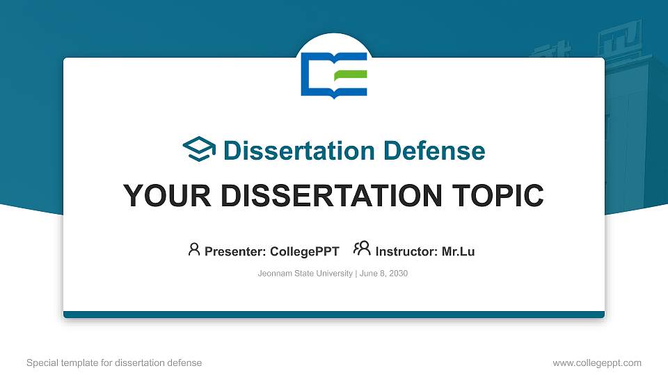 Jeonnam State University Graduation Thesis Defense PPT Template16:9 ratio PPT effect preview image