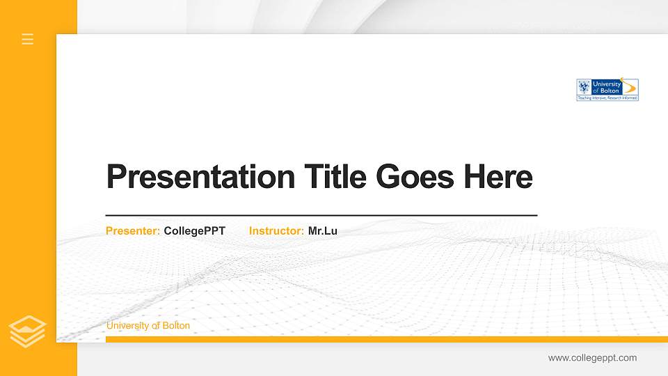 University of Bolton Thesis Proposal/Graduation Defense PPT Template16:9 ratio PPT effect preview image