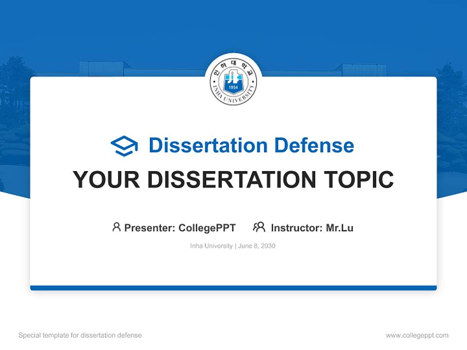 Inha University Graduation Thesis Defense PPT Template4:3 ratio PPT effect preview image7