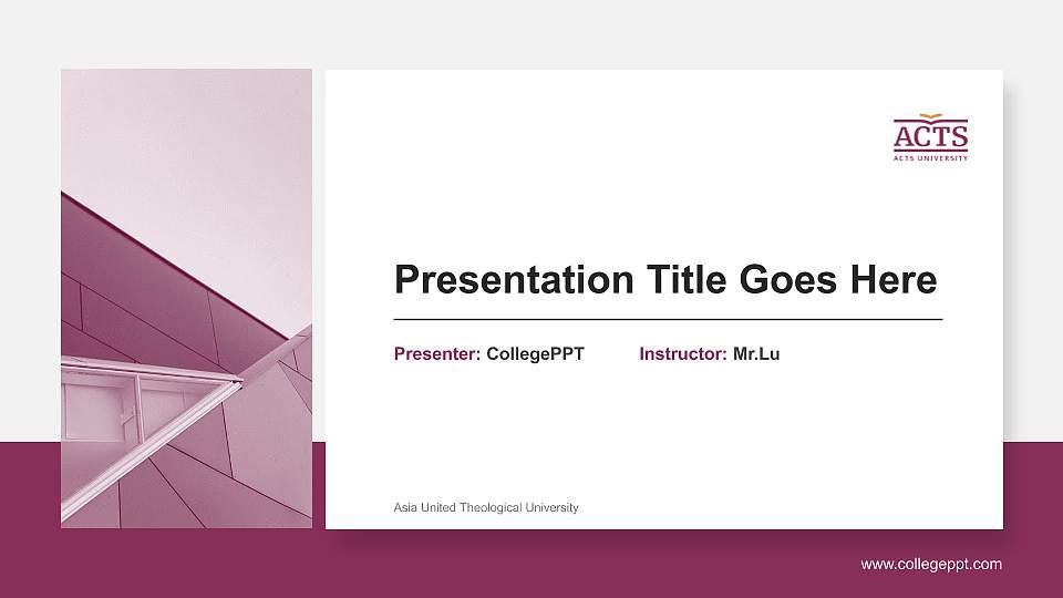 Asia United Theological University General Purpose PPT Template16:9 ratio PPT effect preview image