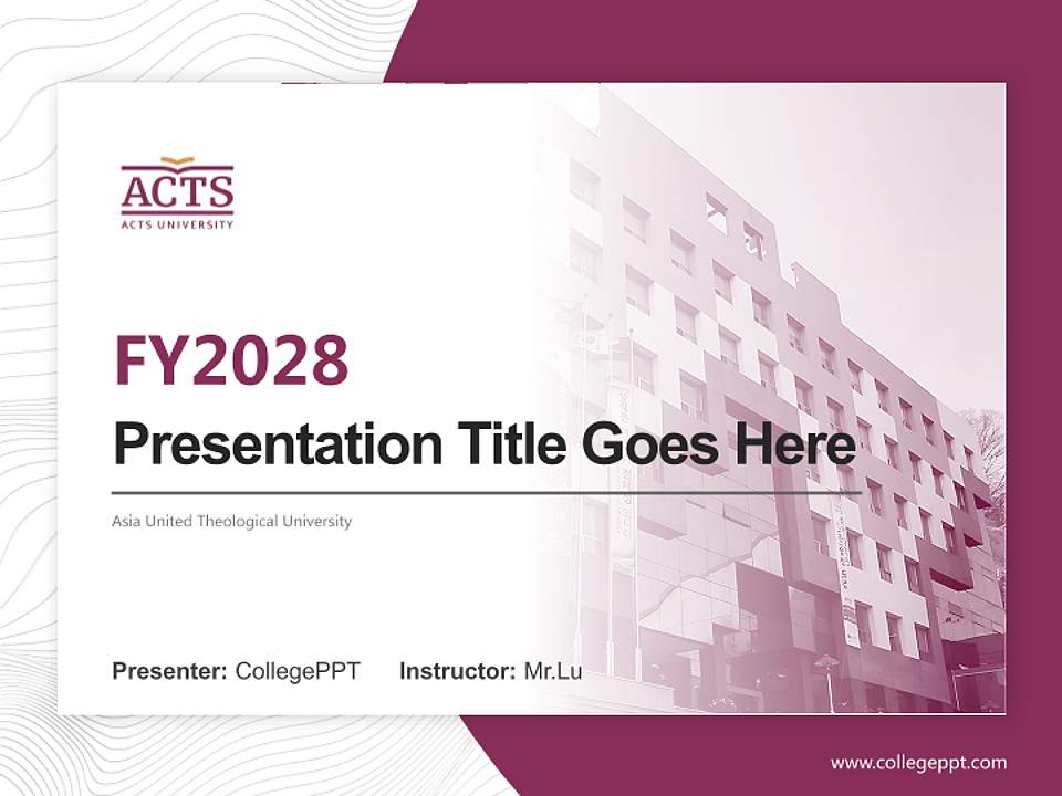 Asia United Theological University Academic Presentation/Research Findings Report PPT Template4:3 ratio PPT effect preview image5