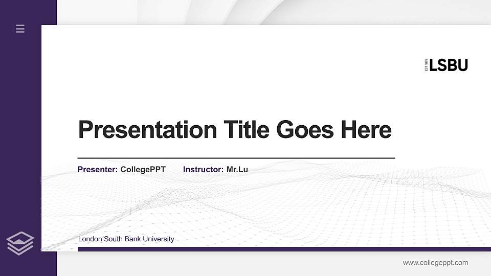 London South Bank University Thesis Proposal/Graduation Defense PPT Template16:9 ratio PPT effect preview image
