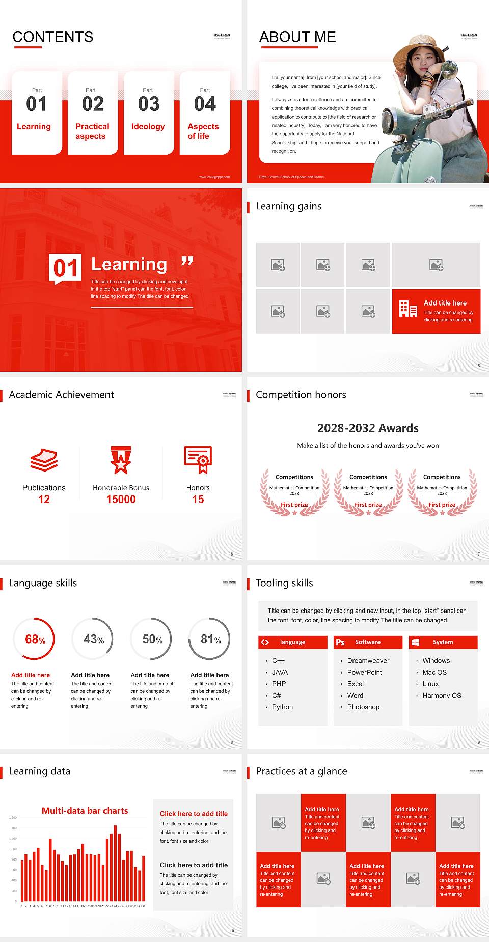 Royal Central School of Speech and Drama National Scholarship Defense PPT Template4:3 ratio PPT effect preview image2