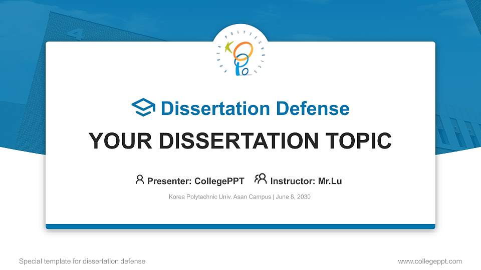 Korea Polytechnic Univ. Asan Campus Graduation Thesis Defense PPT Template16:9 ratio PPT effect preview image