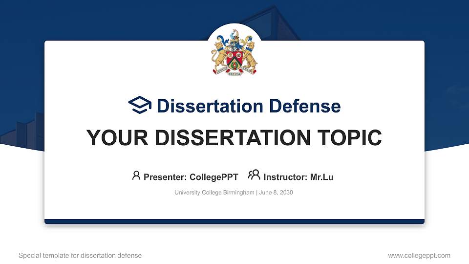University College Birmingham Graduation Thesis Defense PPT Template16:9 ratio PPT effect preview image