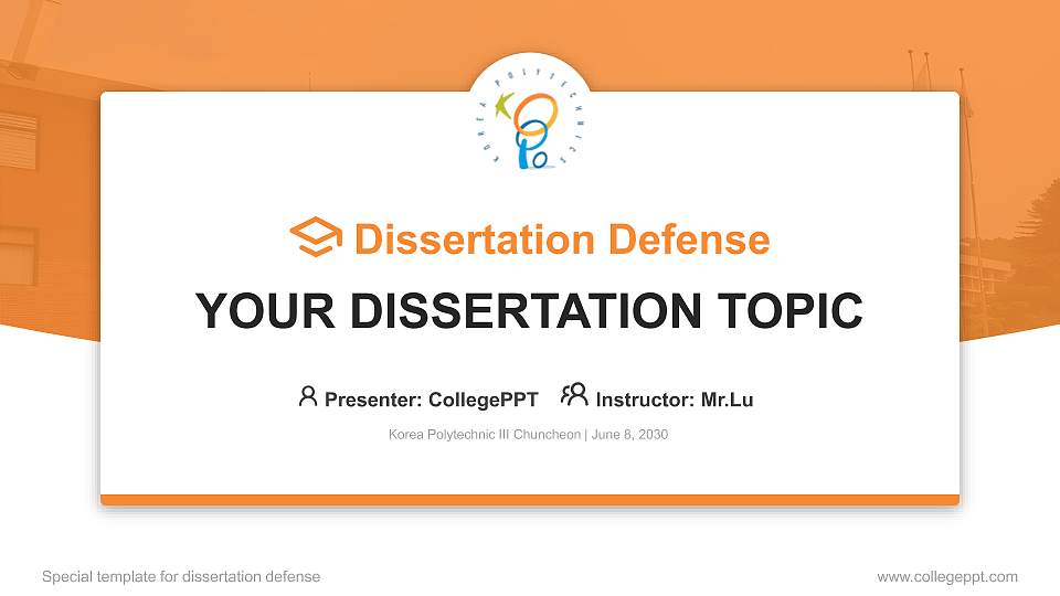 Korea Polytechnic III Chuncheon Graduation Thesis Defense PPT Template16:9 ratio PPT effect preview image