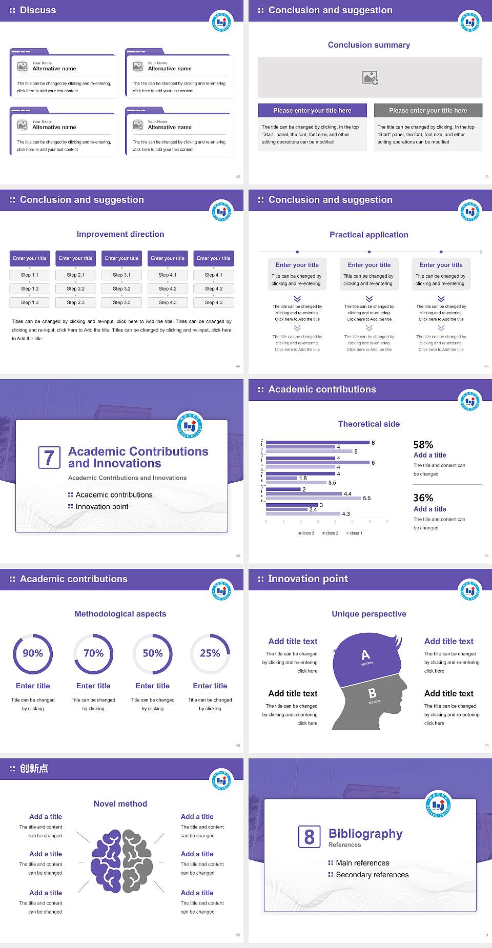 Hyejeon College Graduation Thesis Defense PPT Template4:3 ratio PPT effect preview image6