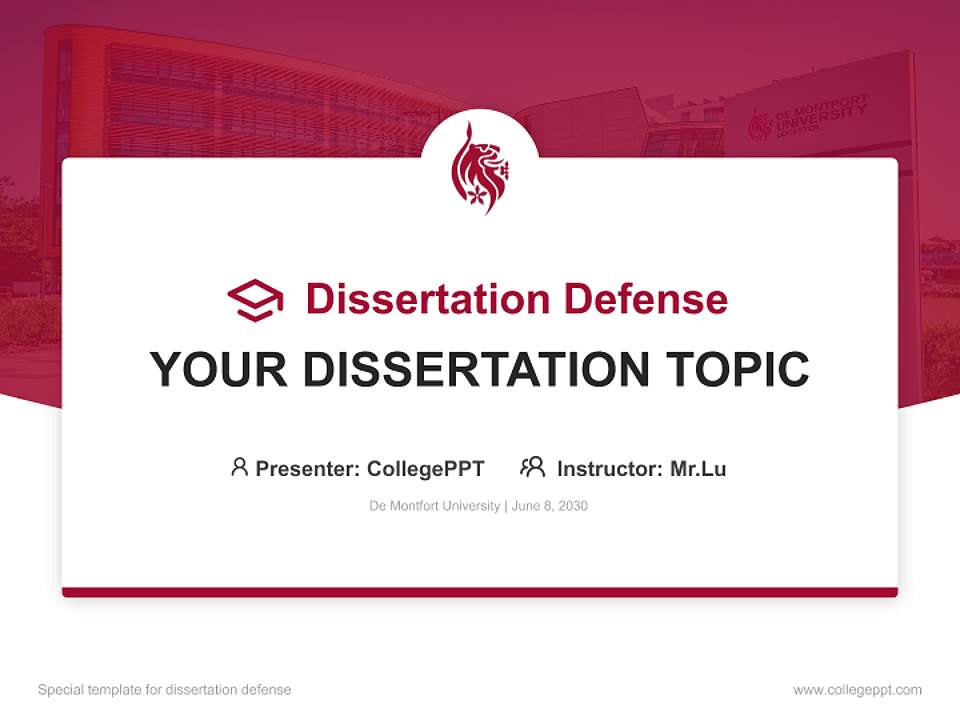 De Montfort University Graduation Thesis Defense PPT Template4:3 ratio PPT effect preview image7