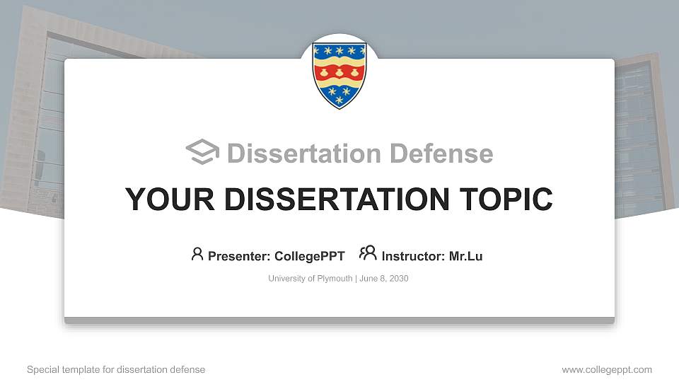 University of Plymouth Graduation Thesis Defense PPT Template16:9 ratio PPT effect preview image