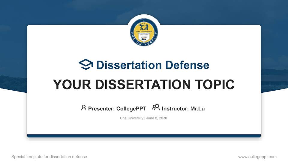 Cha University Graduation Thesis Defense PPT Template16:9 ratio PPT effect preview image