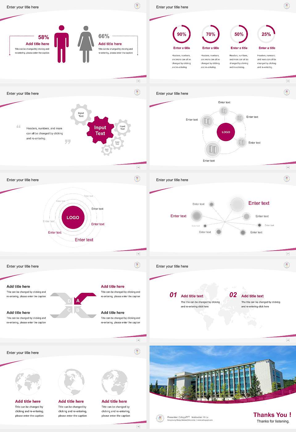Gangneung-Wonju National University Course/Courseware Creation PPT Template16:9 ratio PPT effect preview image4