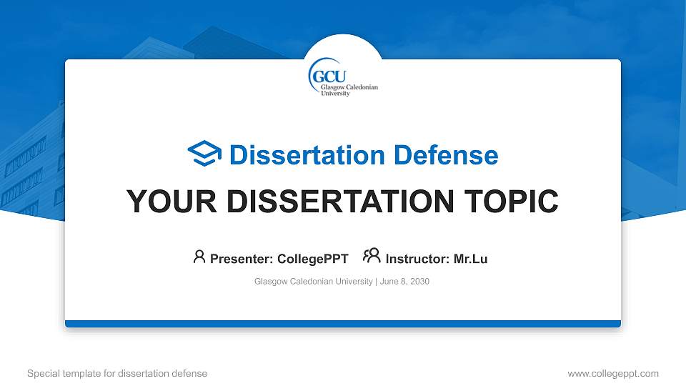 Glasgow Caledonian University Graduation Thesis Defense PPT Template16:9 ratio PPT effect preview image