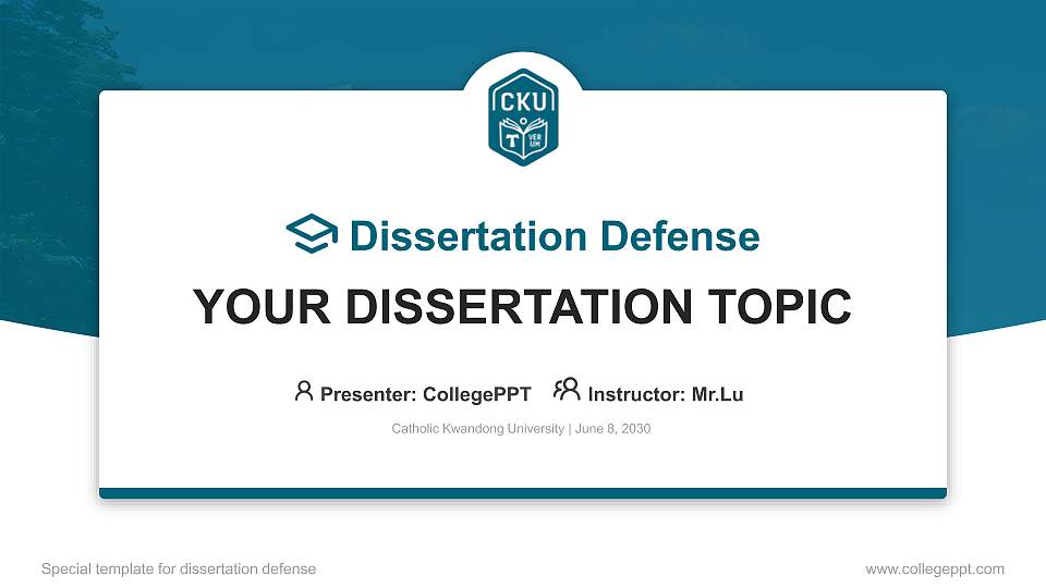 Catholic Kwandong University Graduation Thesis Defense PPT Template16:9 ratio PPT effect preview image