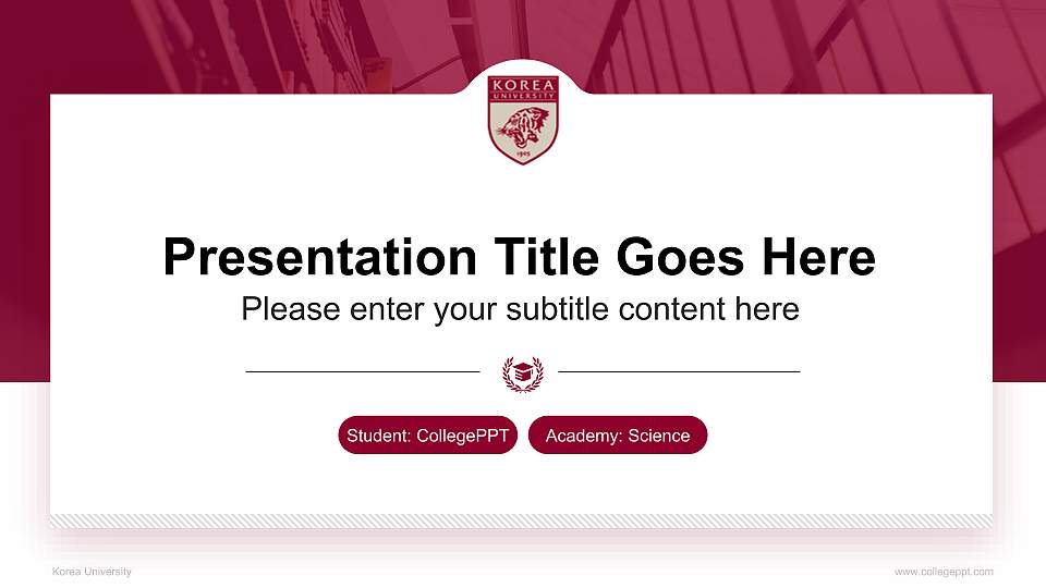 Korea University National Scholarship Defense PPT Template16:9 ratio PPT effect preview image
