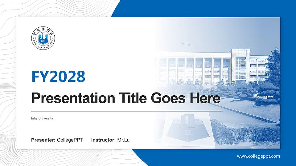 Inha University Academic Presentation/Research Findings Report PPT Template16:9 ratio PPT effect preview image
