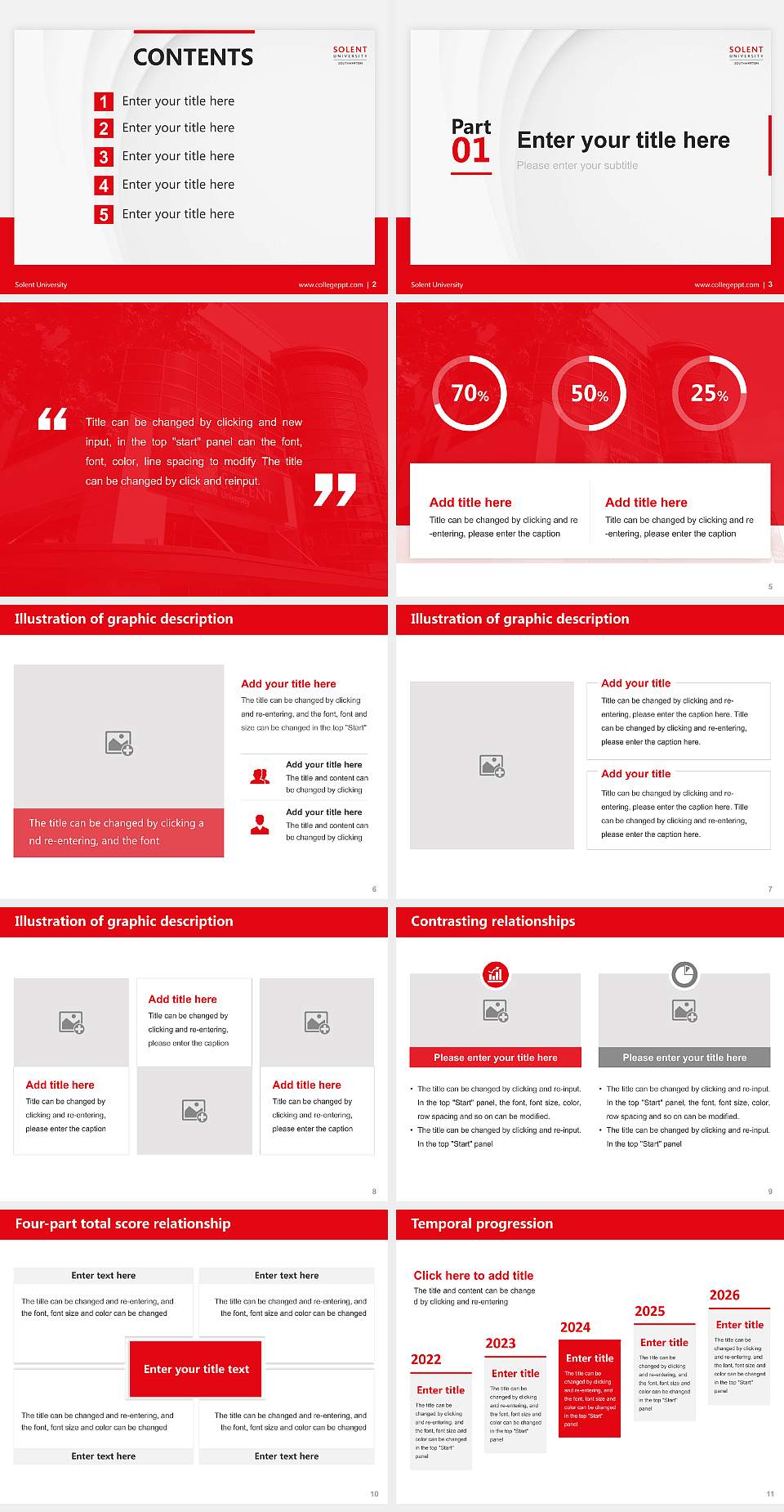 Solent University Thesis Proposal/Graduation Defense PPT Template4:3 ratio PPT effect preview image2