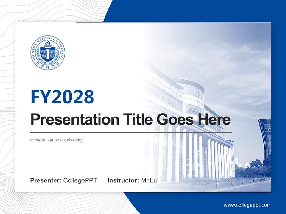 Incheon National University Academic Presentation/Research Findings Report PPT Template4:3 ratio PPT effect preview image5