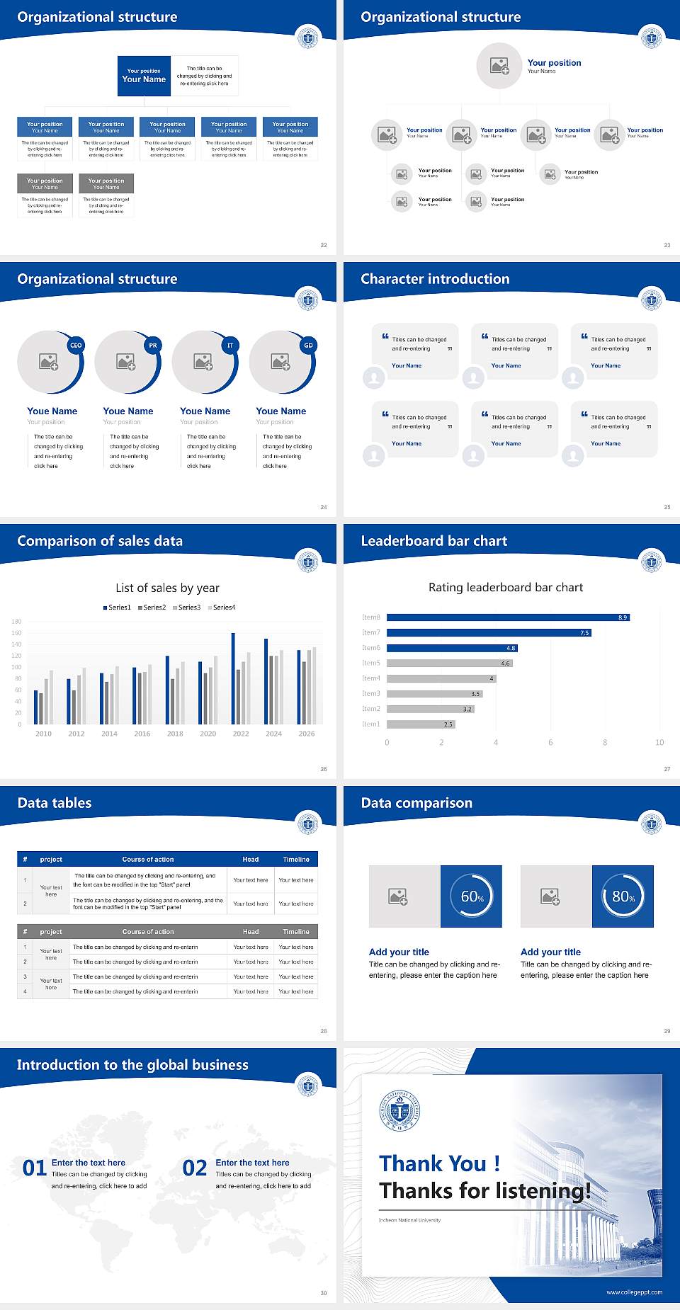 Incheon National University Academic Presentation/Research Findings Report PPT Template4:3 ratio PPT effect preview image4