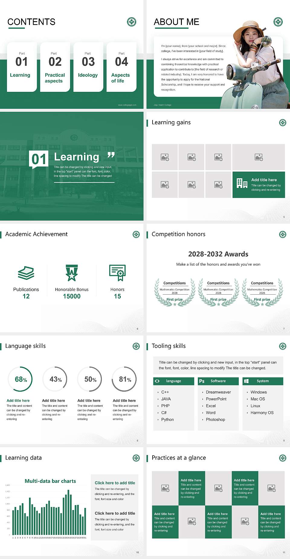 Jinju Health College National Scholarship Defense PPT Template4:3 ratio PPT effect preview image2