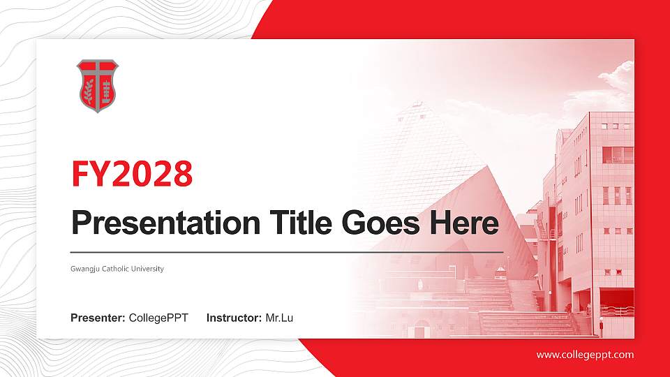 Gwangju Catholic University Academic Presentation/Research Findings Report PPT Template16:9 ratio PPT effect preview image