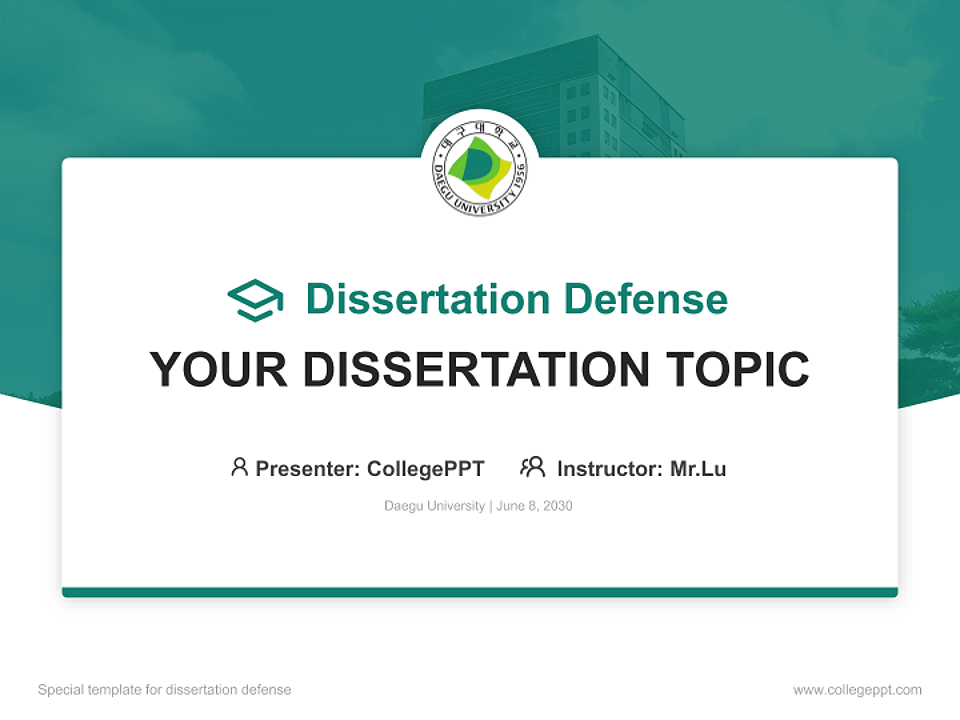 Daegu University Graduation Thesis Defense PPT Template_Slide preview image1