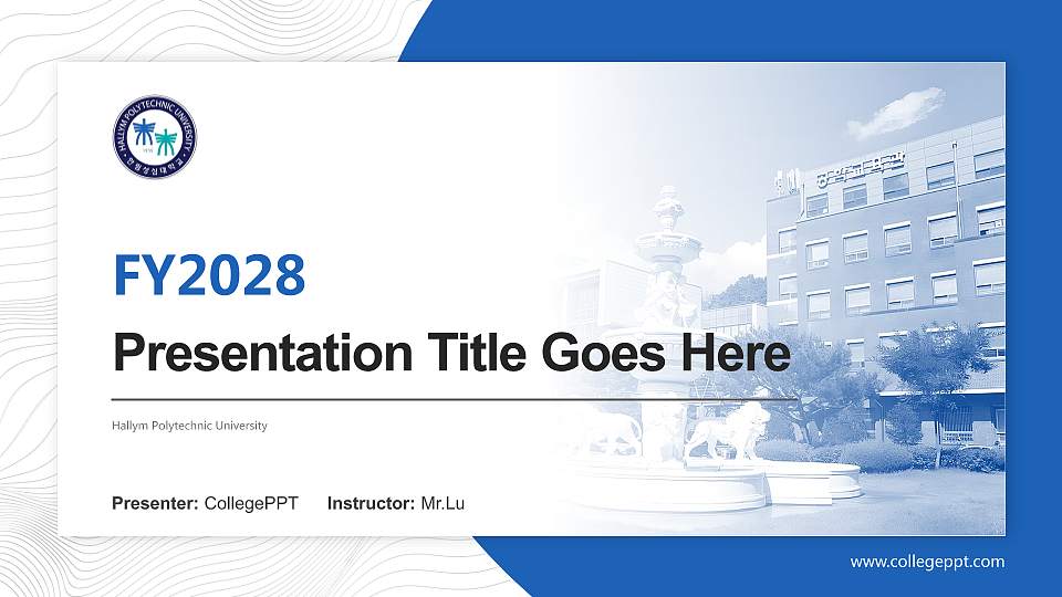 Hallym Polytechnic University Academic Presentation/Research Findings Report PPT Template16:9 ratio PPT effect preview image