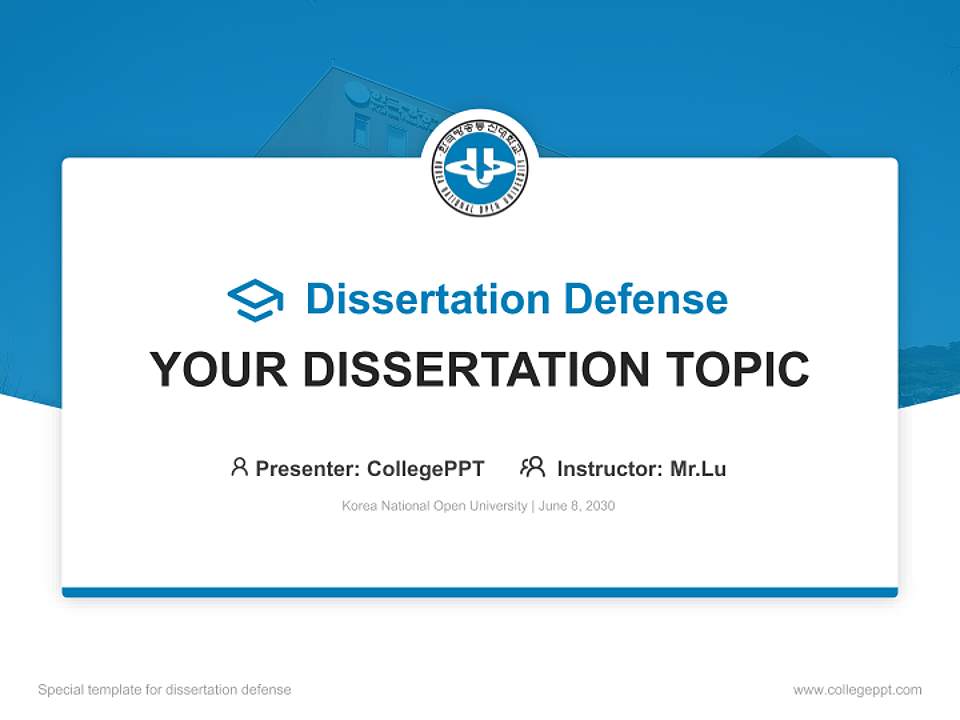 Korea National Open University Graduation Thesis Defense PPT Template4:3 ratio PPT effect preview image7