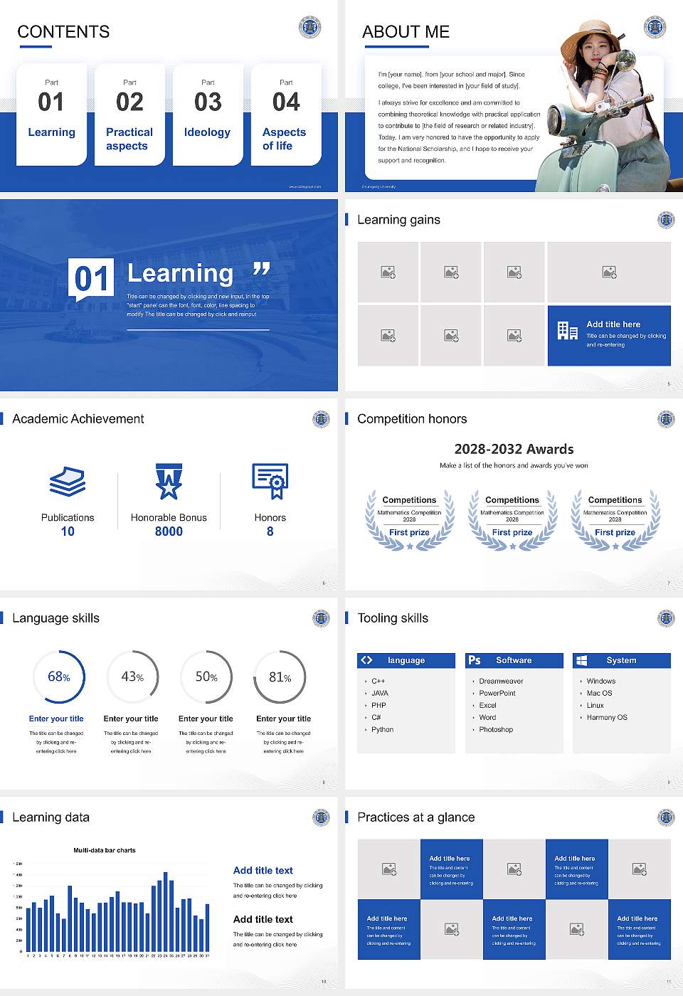 Geumgang University National Scholarship Defense PPT Template16:9 ratio PPT effect preview image2
