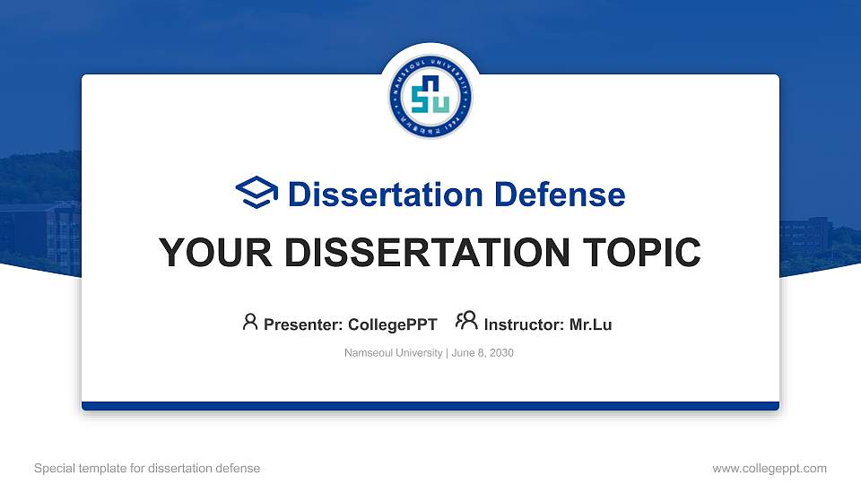 Namseoul University Graduation Thesis Defense PPT Template16:9 ratio PPT effect preview image