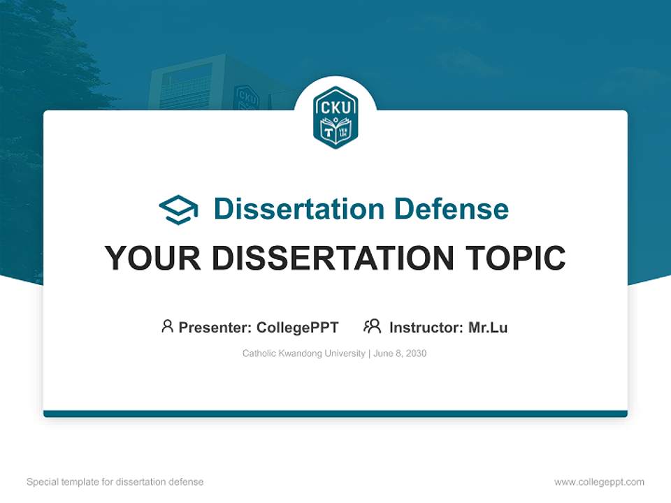 Catholic Kwandong University Graduation Thesis Defense PPT Template4:3 ratio PPT effect preview image7
