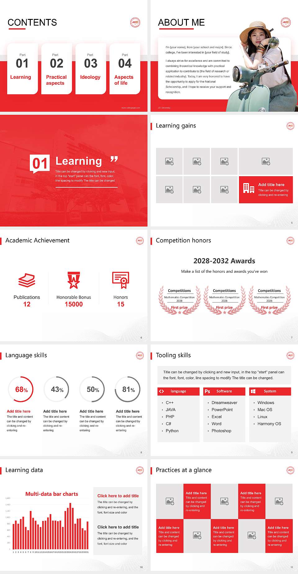 JEI University National Scholarship Defense PPT Template4:3 ratio PPT effect preview image2