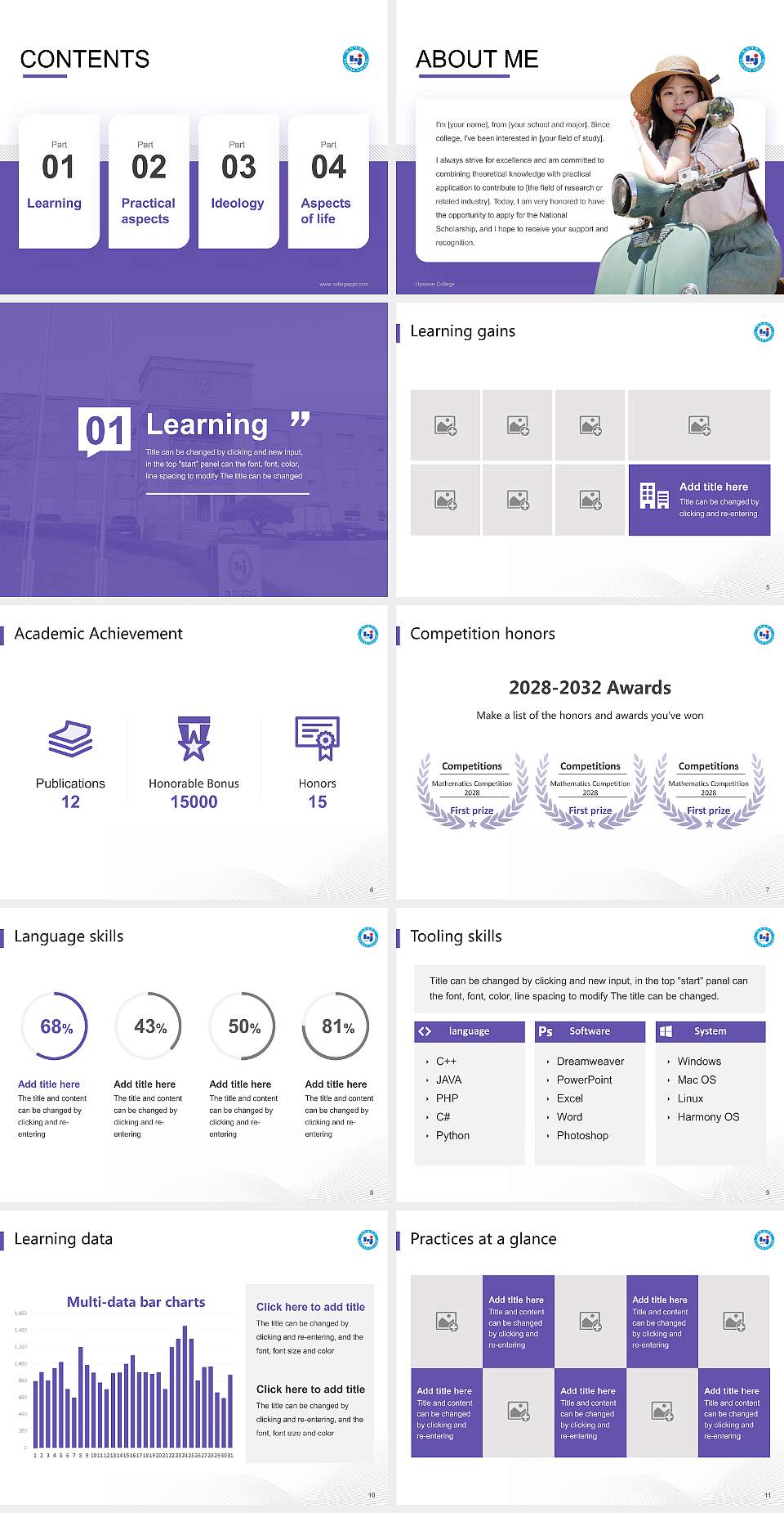 Hyejeon College National Scholarship Defense PPT Template4:3 ratio PPT effect preview image2